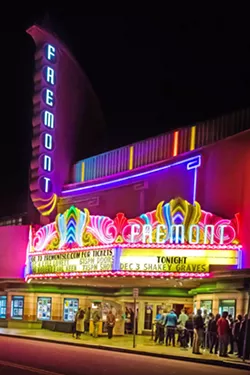 GRAND DAME Fremont Theater's soaring marquee is an iconic part of Monterey Street, and looks much like it did when the theater opened on Memorial Day 1942. - PHOTOS BY JAYSON MELLOM