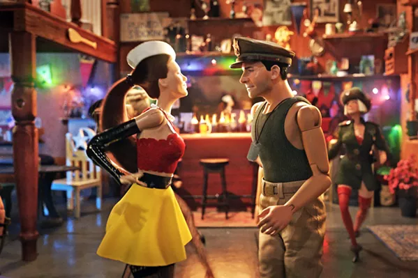 TOY SOLDIERS Mark Hogancamp (Steve Carell) creates a miniature town and fantasy friends to aid in his recovery after surviving a severe beating, in Welcome To Marwen. - PHOTO COURTESY OF DREAMWORKS AND UNIVERSAL PICTURES