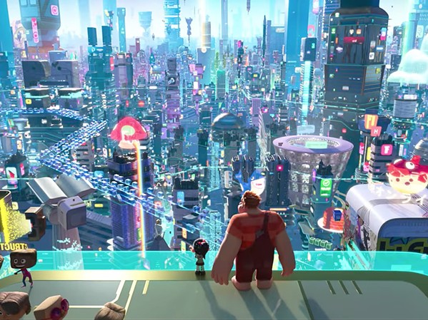WRECK-IT Ralph (voiced by John C. Reilly, right) and Vanellope (voiced by Sarah Silverman) follow a Wi-Fi router in their arcade to a new adventure, in Ralph Breaks the Internet: Wreck-It Ralph 2. - PHOTO COURTESY OF WALT DISNEY PICTURES