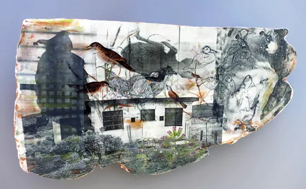 LAYERS Reno-based artist Catherine Schmid-Maybach creates tablets using clay and images, the piece taking whatever shape it will. - IMAGE COURTESY OF CATHERINE SCHMID-MAYBACH