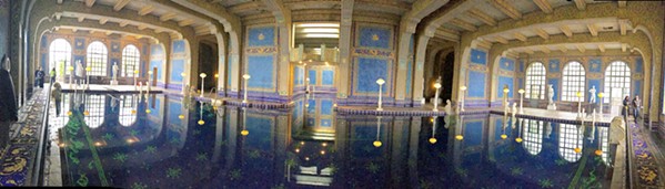 FANCY PANTS Like a Roman bath, this pool is mosaic from floor to ceiling with beautiful, shiny little blue and gold tiles, and I'm daydreaming about going for a swim. - PHOTOS BY CAMILLIA LANHAM