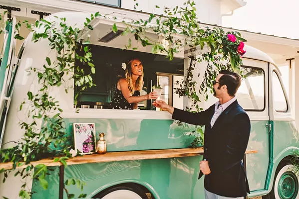 CUSTOMIZED If you're looking for a vintage vibe for your wedding, Christina Joslin has the hookup to serve your booze from a retro vehicle. - PHOTO COURTESY OF MICHELLE ROLLER