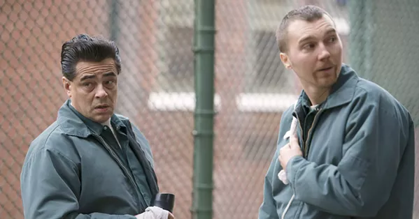 DESPERADOS Richard Matt (Benicio Del Toro, left) and David Sweat (Paul Dano, right) conspire to escape from a maximum security prison with help from their lover, Tilly Mitchell, a civilian who runs the prison's sewing shop. - PHOTO COURTESY OF RED HOUR FILMS
