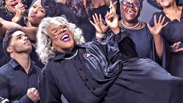 SHE'S BACK Madea (writer-director-actor Tyler Perry, center) returns in this new story about Madea and her crew planning an unexpected funeral, in A Madea Family Funeral. - PHOTO COURTESY OF THE TYLER PERRY COMPANY