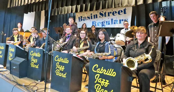 JAZZY JAMS The Cabrillo High School Jazz Band will join Corey's Rolling Figs Jazz Orchestra at the Basin Street Regulars Sunday session on March 31. - PHOTO COURTESY OF THE CABRILLO HIGH SCHOOL JAZZ BAND