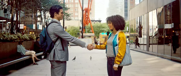 MEET CUTE Pragmatic teenager Natasha Kingsley (Yara Shahidi, right) finds love with hardworking student Daniel Bae (Charles Melton) amid her family's difficulties, in The Sun Is Also A Star. - PHOTO COURTESY OF METRO-GOLDWYN-MAYER