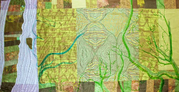 BY THE BAY San Luis Obispo artist Ellen November is inspired by aerial views of local places that result in quilt art pieces like Morro Bay Estuaries. - PHOTOS COURTESY OF ELLEN NOVEMBER