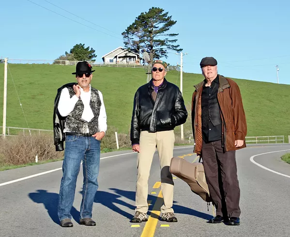 THREE SOUL MEN (Left to right) "Burning" James Scoolis, "Bad" Billy Baxmeyer, and Jimmy "Cool" Conroy are Burning, Bad & Cool, releasing their new EP of gospel sounds on May 31, in Cambria's Painted Sky Studios. - PHOTO COURTESY OF BURNING, BAD & COOL