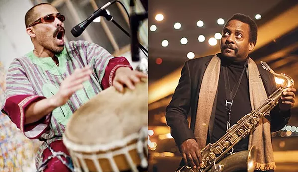 JAZZ MEN Percussionist Kahil El'Zabar and saxophonist David Murray join forces to play a free jazz show at 4 Cats Café & Gallery on June 25. - PHOTO COURTESY OF KAHIL EL'ZABAR AND DAVID MURRAY