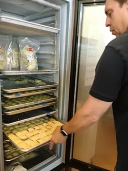 WHAT'S INSIDE YOUR RAVIOLI? Etto pasta factory embraces local food and Italian inspiration. The pasta is made with west coast organic durum semolina flour and the ravioli fillings change on a regular basis. In early June, those flavors were spinach, cheese, and mushroom and truffle and cheese. - PHOTOS BY BETH GIUFFRE