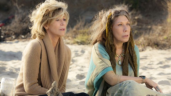 CH-CH-CHANGES After a night on the beach tripping on peyote, Grace (Jane Fonda, left) and Frankie (Lily Tomlin) are forever bonded in the Netflix series Grace and Frankie. - PHOTO COURTESY OF NETFLIX