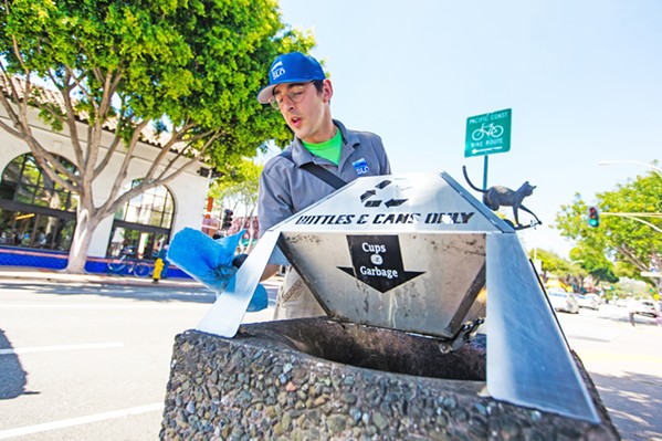 WITHDRAWN Downtown San Luis Obispo is tabling an effort to form a new downtown property district, which would have funded four to five new ambassadors like Austin Bertucci (pictured) to perform cleaning and outreach services. - FILE PHOTO BY JAYSON MELLOM