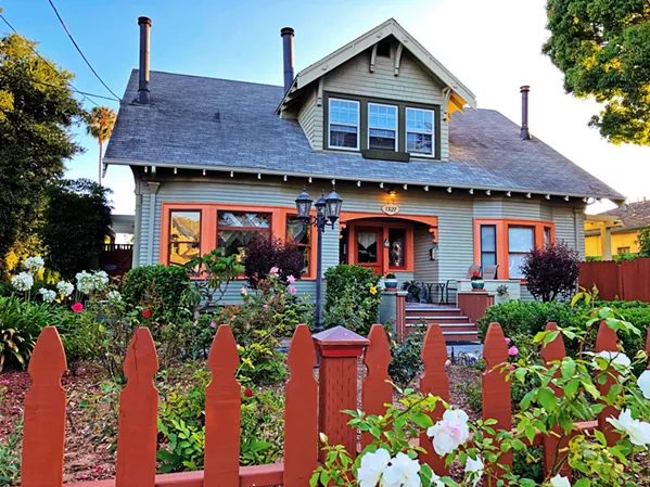 HOME AWAY FROM HOME The White Jasmine Inn, a Victorian-era bed and breakfast just three blocks off State Street, is quaint and comfortable and reasonably priced, by Santa Barbara standards. - PHOTOS BY GLEN STARKEY