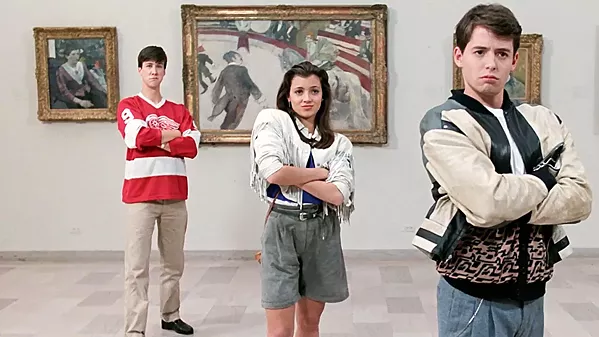 DANKE SCHOEN High schooler Ferris Bueller (Matthew Broderick, right), with girlfriend Sloane (Mia Sara, center) and dour bestie Cameron (Alan Ruck, left) is determined to skip school and have a great day, in Ferris Bueller's Day Off, screening Aug. 23, in the Fremont Theater. - PHOTO COURTESY OF PARAMOUNT PICTURES