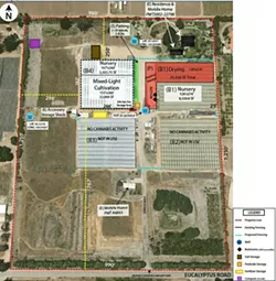 THE PROPOSAL A proposed cannabis grow by Nipomo Ag LLC would include space for indoor cannabis cultivation, commercial nursery, and the processing and export of cannabis products. - SCREENSHOT FROM PROPOSAL SUBMITTED TO SLO COUNTY PLANNING AND BUILDING DEPARTMENT