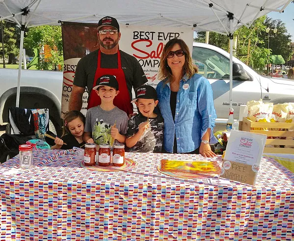 CHIPS AND FAMILY The Twisselmans have been selling their Best Ever Salsa locally for almost 20 years. Here is Curtis—a heavy-equipment operator by day and salsa-maker by night—and full-time salsa-maker and mom Karli Twisselman with their children (from left) Kaysee (age 7), Aidan (12), and Taylor (10). - PHOTOS COURTESY OF KARLI TWISSELMAN