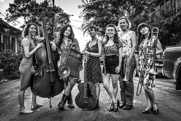 GRRL POWER The all-female New Orleans-based Shake 'Em Up Jazz Band plays all three days of the Jazz Jubilee by the Sea music festival, Oct. 25 to 27, in Pismo Beach and Arroyo Grande. - PHOTO COURTESY OF SHAKE 'EM UP JAZZ BAND