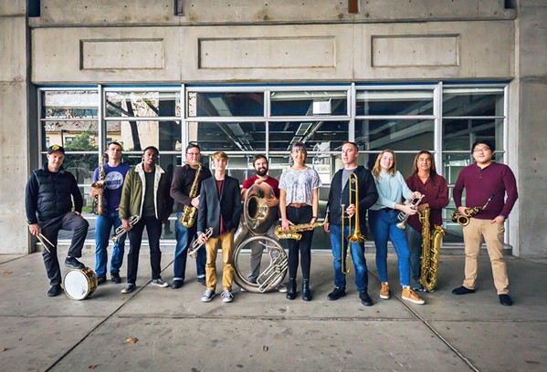 NOW ON VIDEO Local horn band Brass Mash will release its video album Hard Brass on Nov. 29, on YouTube, Facebook, and Instagram TV. - PHOTO COURTESY OF BRASS MASH