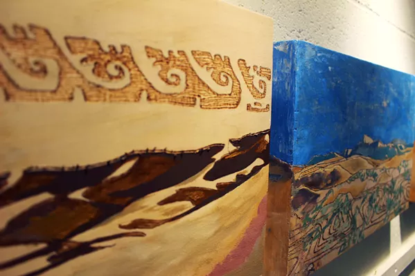 UNIQUE MEDIUM Quintero's wood panels replace the typical canvas for his abstract works. - PHOTOS COURTESY OF JOELL FETCHO