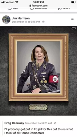 MINISTER OF PROPAGANDA A SLO County Planning Commissioner and Nipomo "Citizen of the Year" is under fire after sharing memes on Facebook calling for Islam to be banned in the U.S. and likening Democrats to Nazis. - SCREENSHOT FROM FACEBOOK