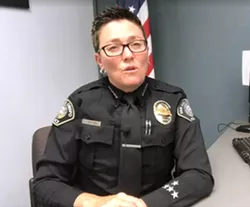 TRUST SLO Police Chief Deanna Cantrell faced a wave of scrutiny last July when she left her handgun in the bathroom of El Pollo Loco Restaurant. "I'm a human being," she told New Times. - SCREENSHOT COURTESY OF SLO POLICE DEPARTMENT
