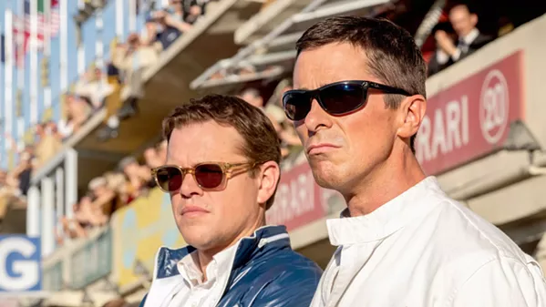 ROAD WARRIORS Car designer Carroll Shelby (Matt Damon, left) and race car driver Ken Miles (Christian Bale) team up to try to beat a Ferrari in the 24 Hours of Le Mans race, in Ford v Ferrari. - PHOTO COURTESY OF TWENTIETH CENTURY FOX