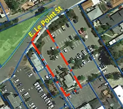 SURROUNDED A map of the city of Arroyo Grande's property at 202 East Le Point Street shows that the residence is completely surrounded by a parking lot. - SCREENSHOT COURTESY OF THE CITY OF ARROYO GRANDE