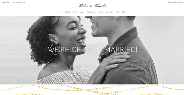 BE ROMANTIC In the "About us" page of your wedding website, keep it about the "us" part of you. Focus on the romance. And keep your blurb simple—no one needs your whole life story. - IMAGE COURTESY OF THE SPRUCE
