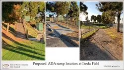 GETTING COMPLIANT While there are ADA parking spaces at the entrance of Ikea Field in the Soto Sports Complex, the path leading to the field is degraded asphalt not up to ADA code. Arroyo Grande plans to change that with its 2020 CDBG funds. - PHOTO COURTESY OF WHITNEY MCDONALD