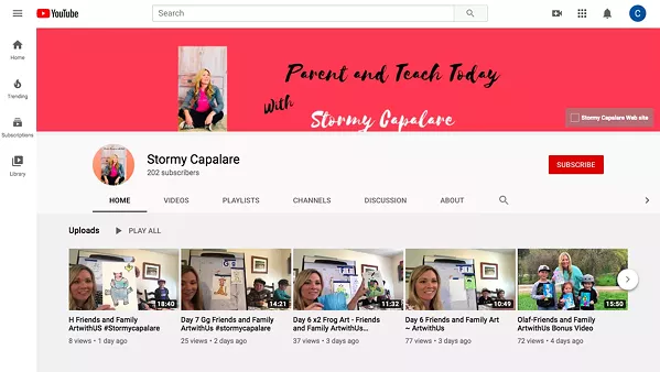 VIRTUAL TEACHER Stormy Capalare is posting 26 art lessons on YouTube during the COVID-19 pandemic. See what you can craft with your kids. - SCREENSHOT OF YOUTUBE