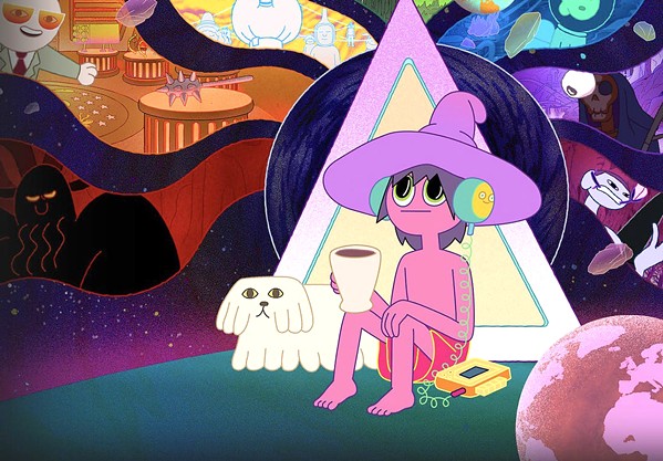 HEAD TRIP Clancy (voiced by Duncan Trussell), a podcaster with one listener, uses his malfunctioning multiverse simulator to visit dying worlds and interview their inhabitants, in The Midnight Gospel, a batshit-crazy animated series on Netflix. - PHOTO COURTESY OF NETFLIX AND TITMOUSE