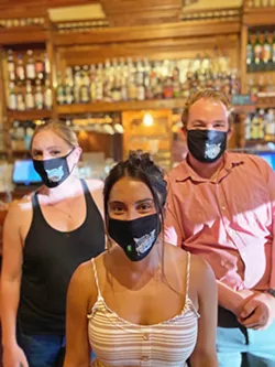 PAPPY'S OPEN FOR BUSINESS Not only is Pappy McGregor's in Paso open now for drinks and dine-in service, the staff is fully prepared, complete with masks bearing Pappy's logo. - PHOTO COURTESY OF DONOVAN SCHMIT