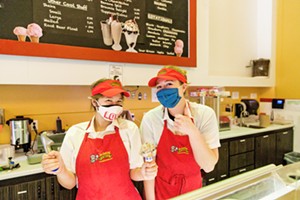 SCREAM FOR IT Doc Burnstein's Ice Cream Lab employees Mia Berg (left) and Marie Althaus Best are ready to serve you the Best Ice Cream. - PHOTO BY JAYSON MELLOM