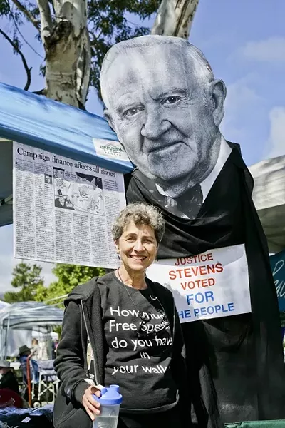 TAKE BACK AMERICA: Lanyce Mills of Citizens Congress explains the importance of getting money out of politics and reversing Citizens United. - PHOTO BY GLEN STARKEY