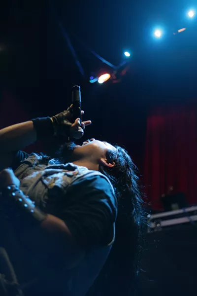 WILD CARD!: Andres Arevalo, who bypassed the first round and was drawn as a second round wild card, performs Mötley Crüe’s “Girls, Girls, Girls.” - PHOTO BY ANNA STARKEY