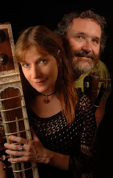 TWO PEOPLE, 30 INSTRUMENTS!: Four Shillings Short plays their Yuletide/winter concert on Dec. 13 at Coalesce Bookstore. - PHOTO COURTESY OF FOUR SHILLINGS SHORT