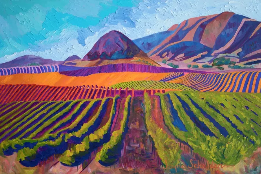 FIELD OF DREAMS: Based in Shell Beach, Schelden has been painting for most of her life and mixes her own colors. - IMAGE BY JANE SCHELDEN