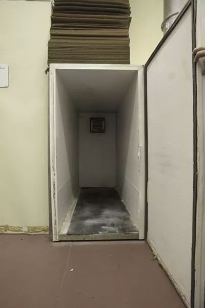 ON ICE : Mark Brown’s body reposed in this refrigerator for three months while who would pay for his burial was decided. - PHOTO BY STEVE E. MILLER