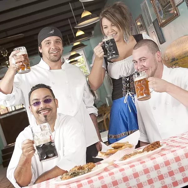 PROST! : (Clockwise) Nick Stieb, Kaylyn Gomez, Shawn Swink, and Adam Aguillon look forward to celebrating Oktoberfest at Hoagie’s. - PHOTO BY STEVE E. MILLER