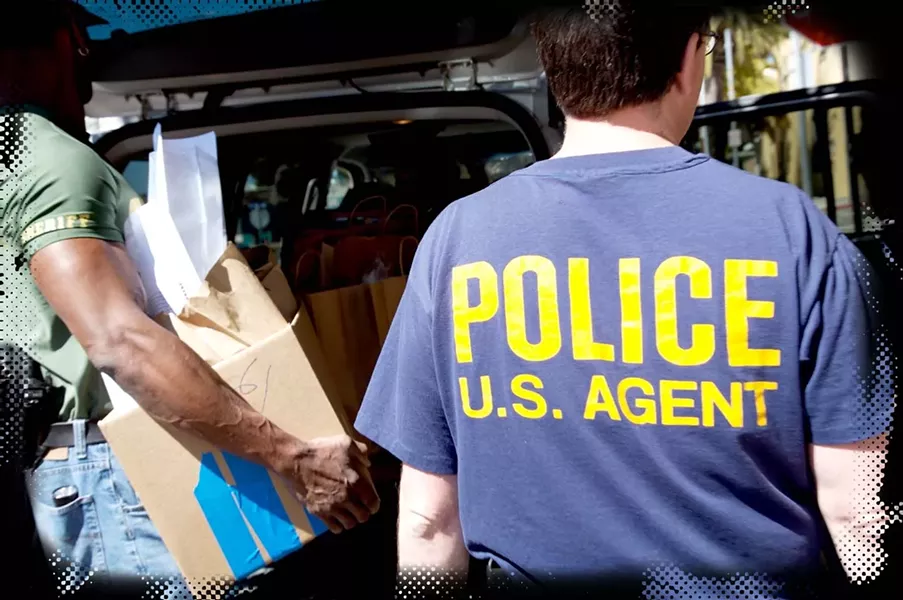 BUSTED : Sheriff’s deputies and federal agents carried out evidence from Compassionate Caregivers in Morro Bay during the March 29 raid, last year. That evidence is being used in Charles Lynch’s federal trial, which began July 22.