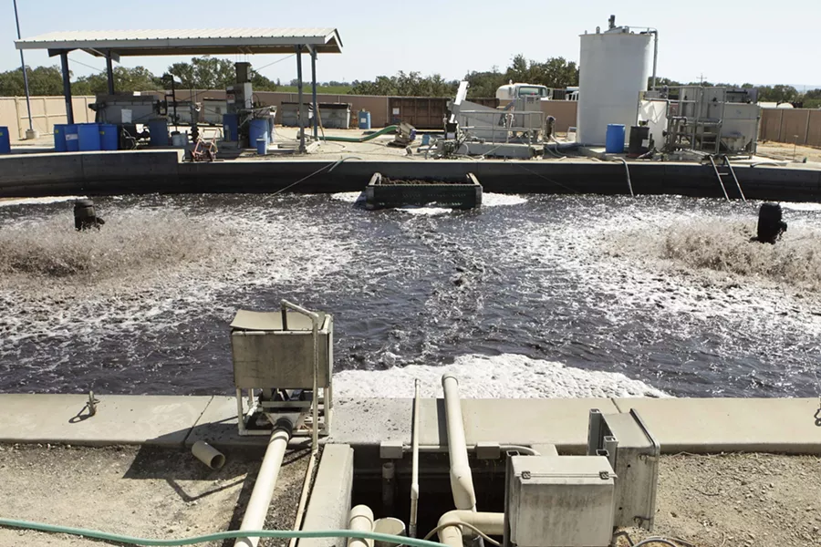 RECLAIMING AND REUSING : There’s more emphasis now on using water more than once. J. Lohr’s winery wastewater treatment plant produces reclaimed water that’s used to keep dust down in the vineyards. - PHOTO BY STEVE E. MILLER