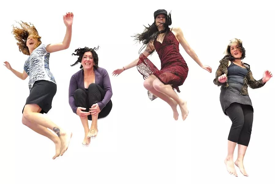 JUMP FOR JOY : On Jan. 29, Sweet Springs Saloon hosts all-girl quartet the Dirty Pink Slips (pictured), with Tall Cans and Teenage Sex opening. - PHOTO COURTESY OF THE DIRTY PINK SLIPS