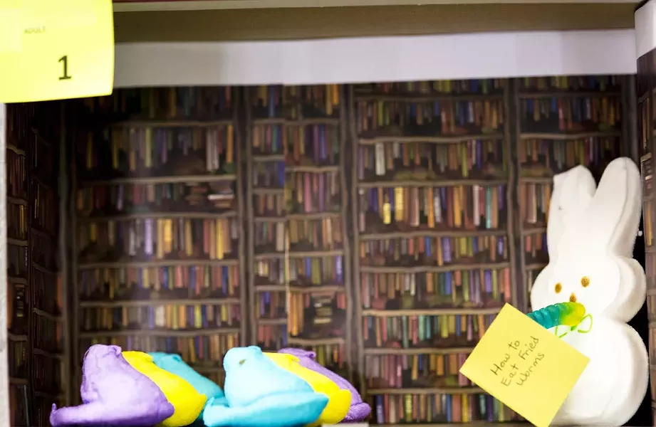 NO FOOD OR DRINK IN THE LIBRARY: The moral of this diorama is: Don’t read aloud with your mouth full. - PHOTO BY HENRY BRUINGTON