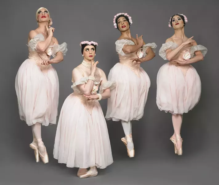 FLOWER GIRLS: Raffaele Morra (second from left) has been performing with the Trocks since 2001. - PHOTO COURTESY OF CAL POLY ARTS
