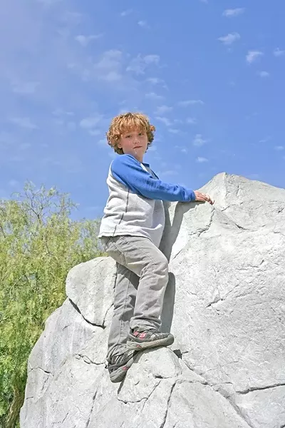 SKY HIGH J: aden Robertshaw, almost 9 years old, scaled a synthetic rock in the play area. - PHOTO BY GLEN STARKEY