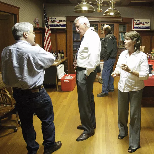 ANOTHER PARTY: Assembly candidate Matt Kokkonen’s party was a civil event with no crumbs spilled but some talk about sniper rifles. - PHOTO BY STEVE E. MILLER