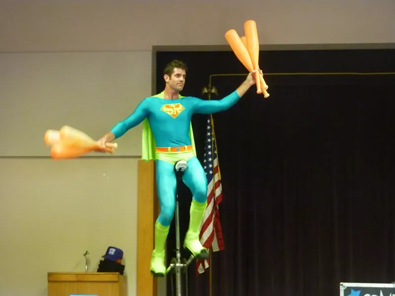 JUGGLING SUPER HEROES : Juggling troupe Something Ridiculous is one of many guests who liven up the county’s libraries as part of the Summer Reading Program. - PHOTO COURTESY OF SAN LUIS OBISPO COUNTY LIBRARY