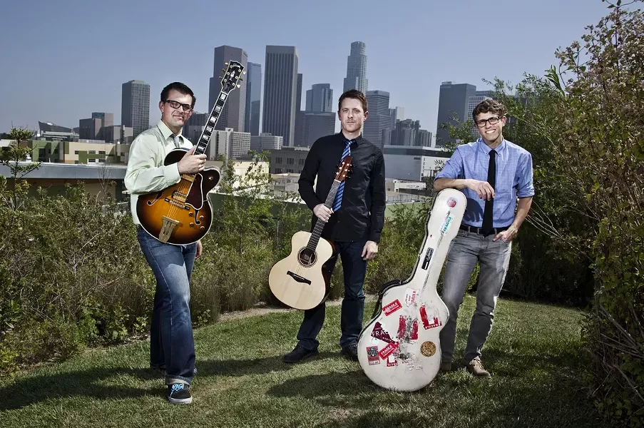 YOUNG LIONS: The New West Guitar Group (pictured) will be joined by jazz vocalist Sara Gazarek at D’Anbino Cellars on Oct. 16. - PHOTO COURTESY OF THE NEW WEST GUITAR GROUP