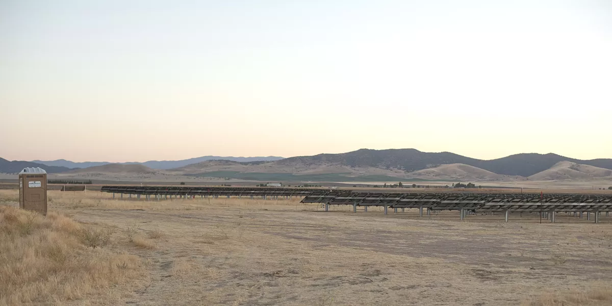 A LITTLE SUN : As SunPower prepares for the looming public hearing process on its California Valley Solar Ranch, the company has built a small solar voltaic test area on a portion of its proposed project site - PHOTO BY STEVE E. MILLER