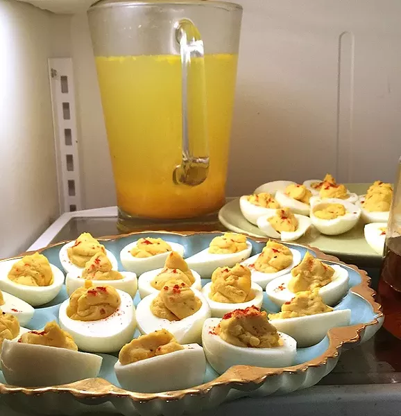 CLASSICS: Deviled eggs and fresh-squeezed orange juice are old fashioned brunch staples that should not be messed with. - PHOTO BY HAYLEY THOMAS